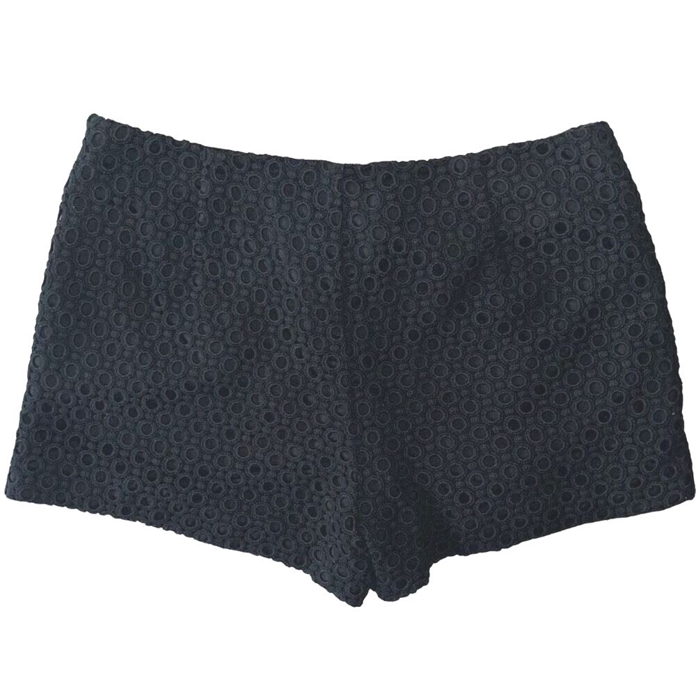 Banana Republic Black Eyelet High Waisted Shorts Side Zip Size 10 Cotton Summer